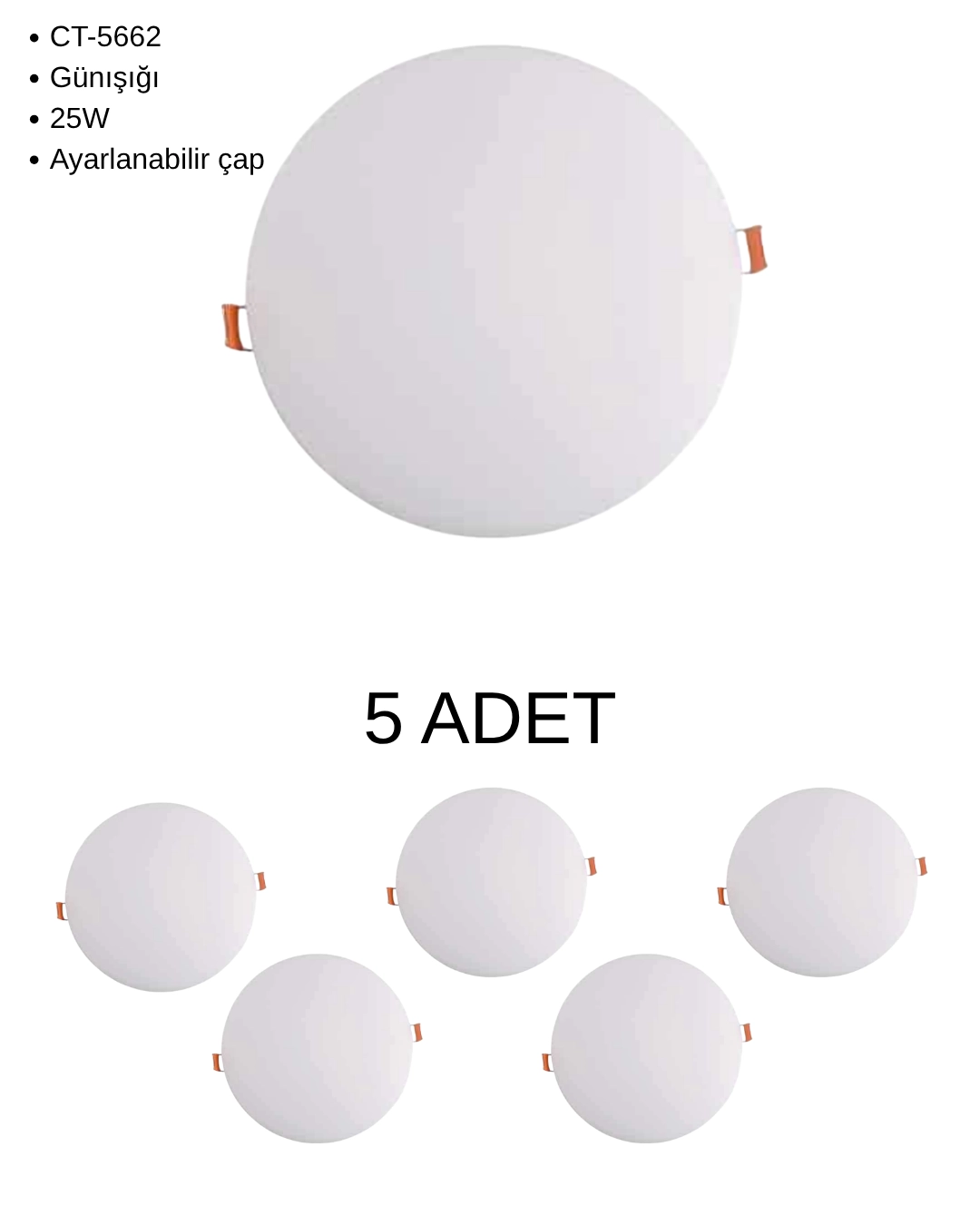 Cata CT-5662 Ayarlanabilir X Plus Led Panel 25W Günışığı - 5’li Paket 