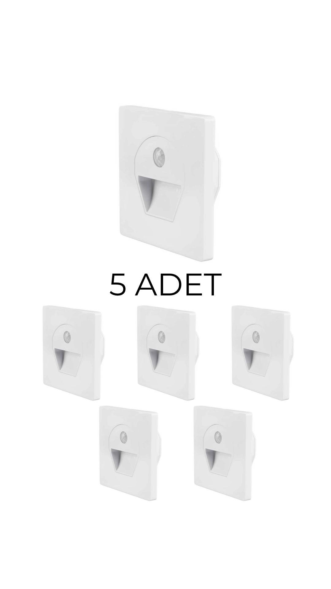 Cata CT-5170 Sensörlü Koridor Aydınlatması Beyaz Kasa Beyaz Işık - 5’li Paket