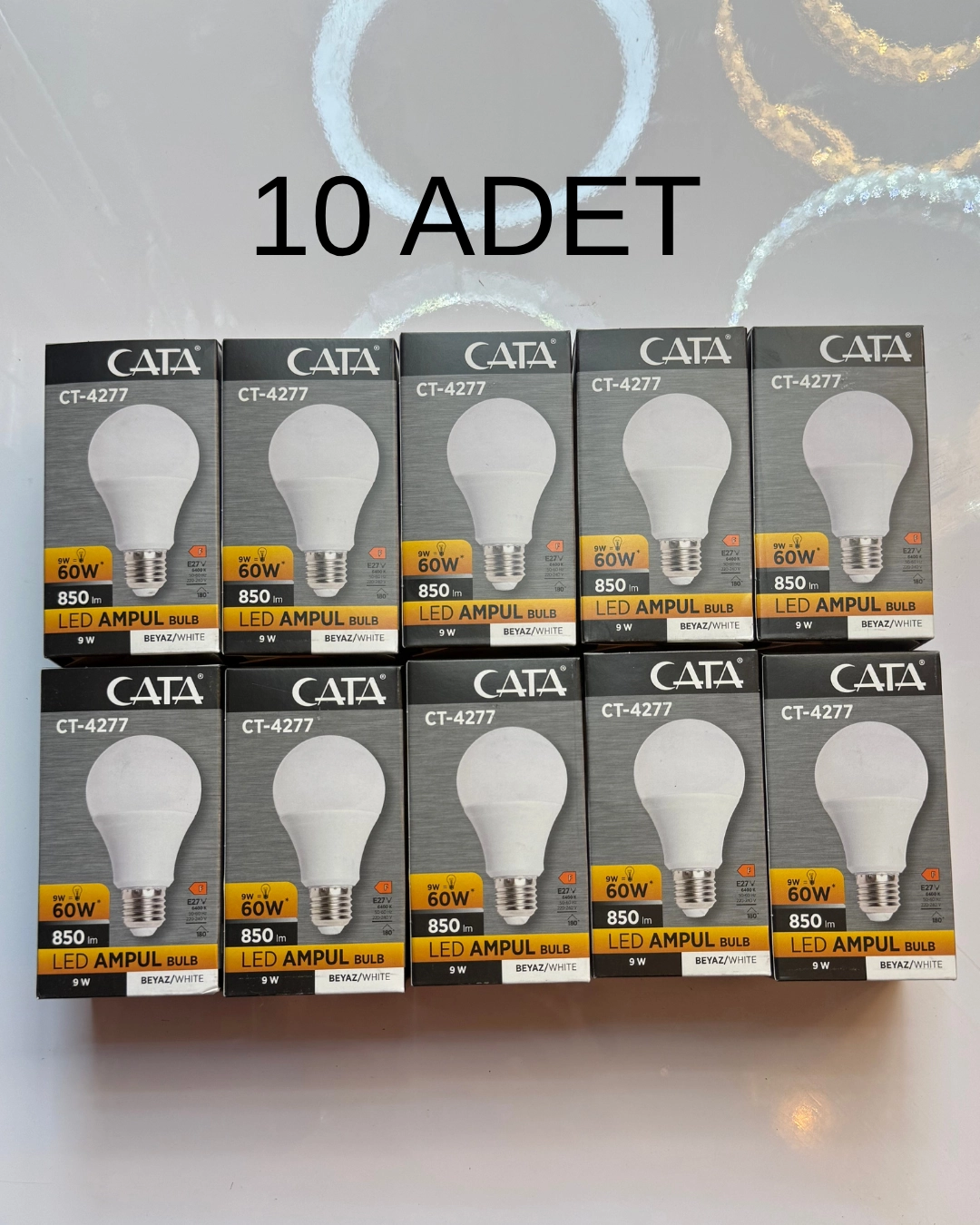Cata CT-4277 Led Ampul 9W Beyaz Işık - 10’ lu Paket 
