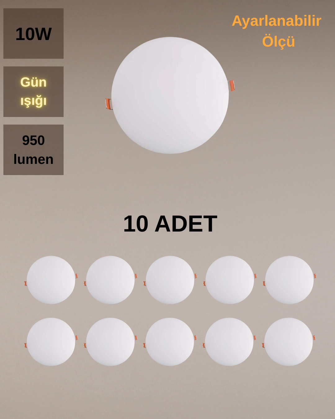 Cata CT-5660 X Plus Led Panel 10W Günışığı - 10’lu Paket 