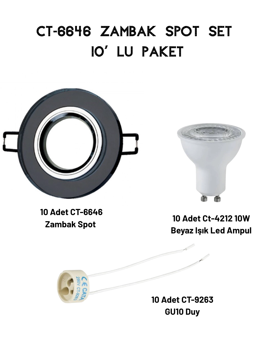 Cata Zambak Spot Set ( 10 Adet CT-6646 + 10 Adet CT-4212 Beyaz + 10 Adet CT-9263 Duy)