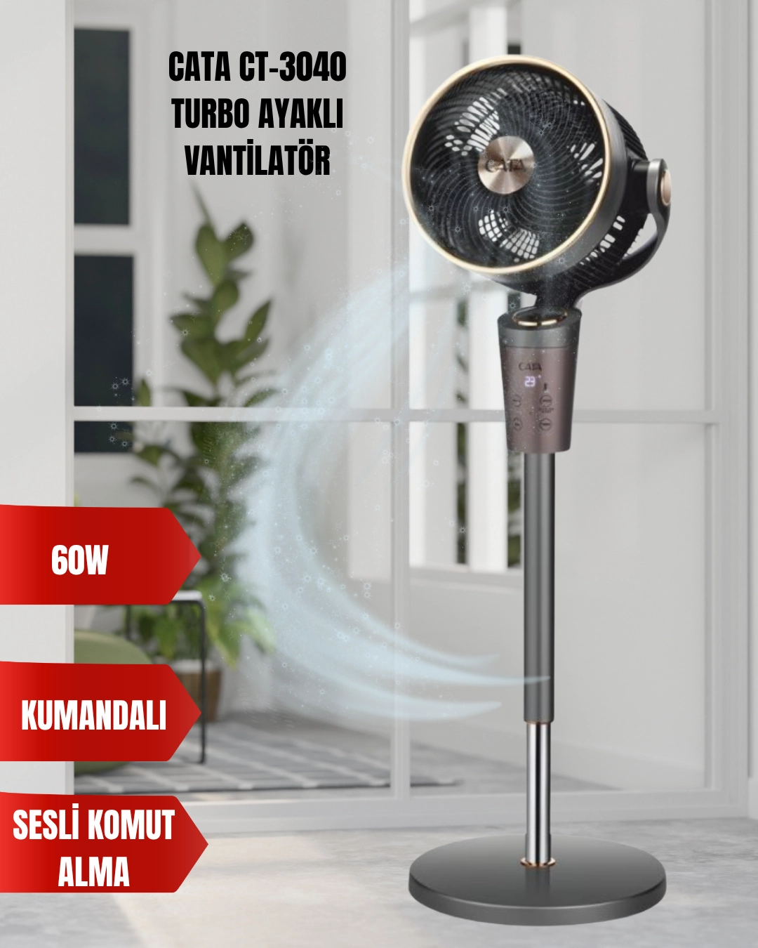 Cata CT-3040 Turbo Ayaklı Vantilatör 60W Kumandalı 