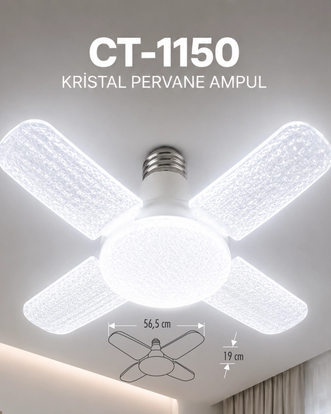 Cata CT-1150 Kristal Pervane Ampul 52W Beyaz Işık 