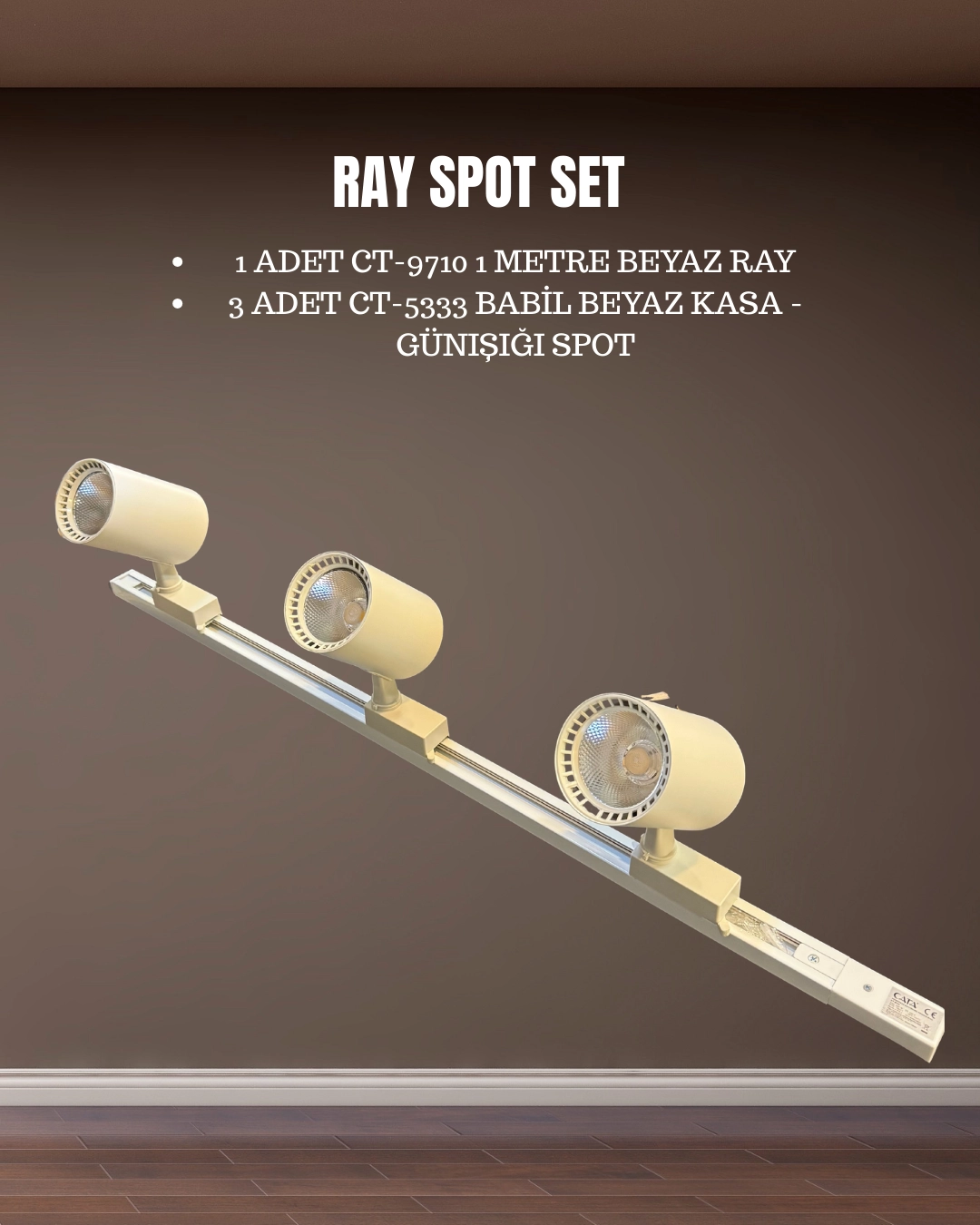 Cata Babil Ray Spot Set | 3 Adet CT-5333 Beyaz Kasa Günışığı Spot + 1 adet CT-9710 Ray