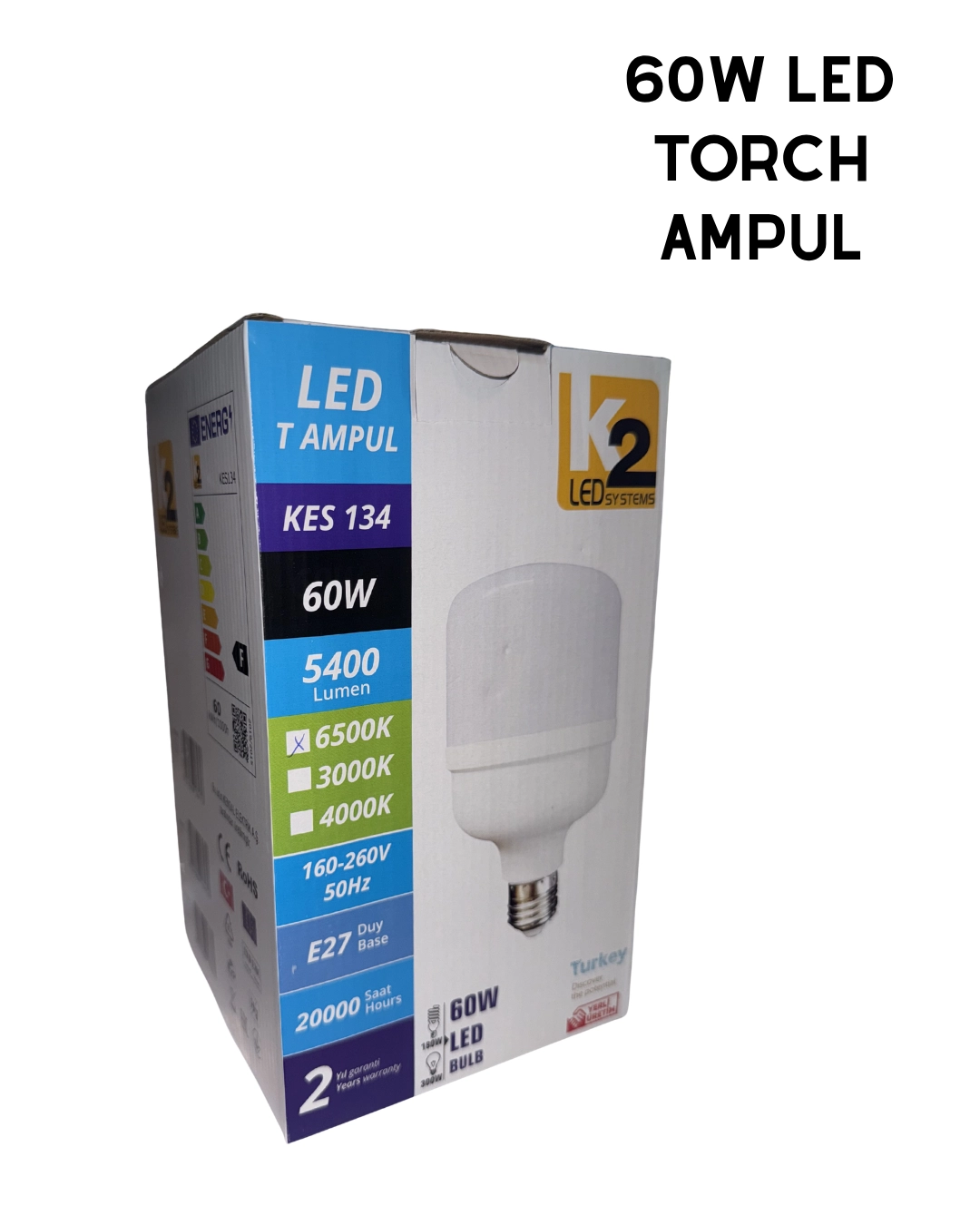 K2 KES134 Torch Led Ampul Beyaz Işık 60W