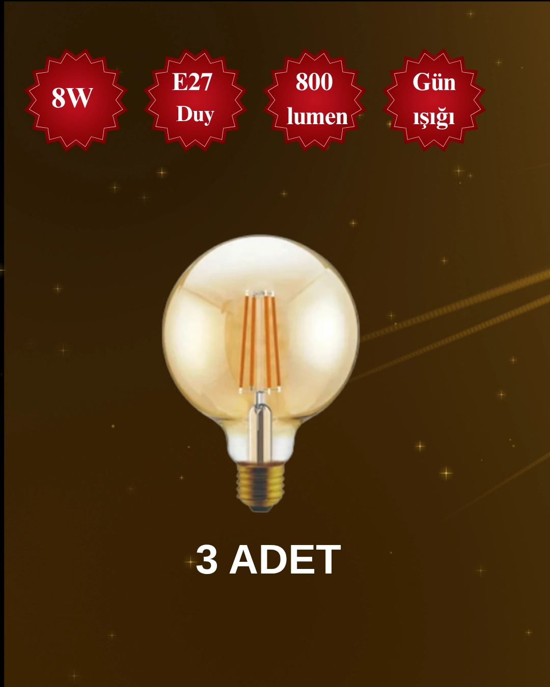 K2 KES607  Cob Filamanlı Led Rustik Ampul 8W Günışığı