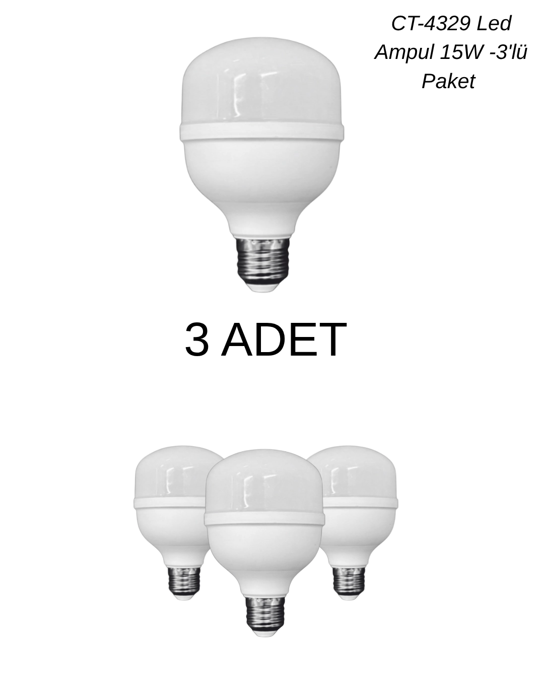 Cata CT-4329 Led Ampul 15W Beyaz Işık - 3’lü Paket 