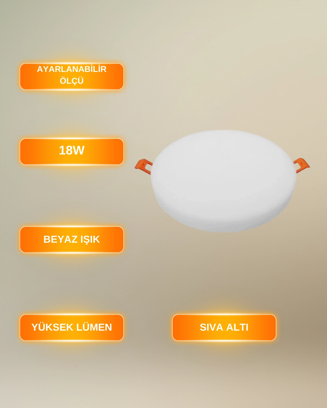 K2 KDL466 Çerçevesiz Ayarlanabilir Led Panel 18W Beyaz Işık