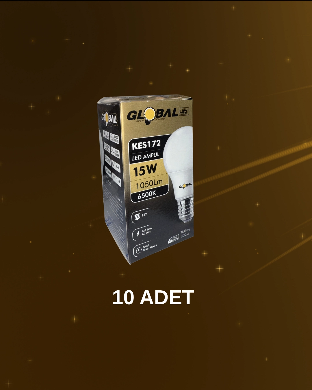 Global KES172 Led Ampul 15W Beyaz Işık - 10’lu Paket 