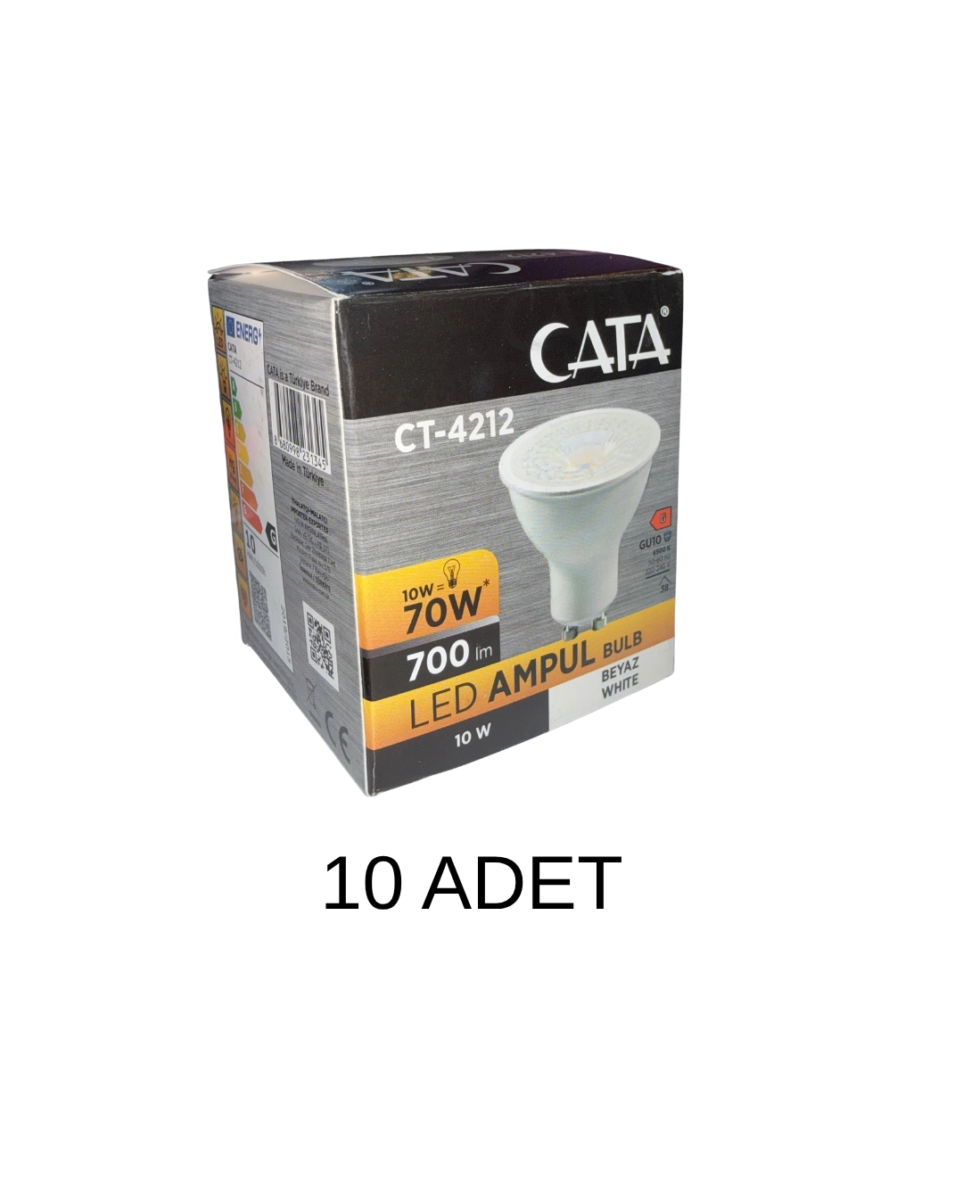 Cata CT-4212 Led Ampul 10W GU10 Duy Beyaz Işık - 10’ lu Paket 
