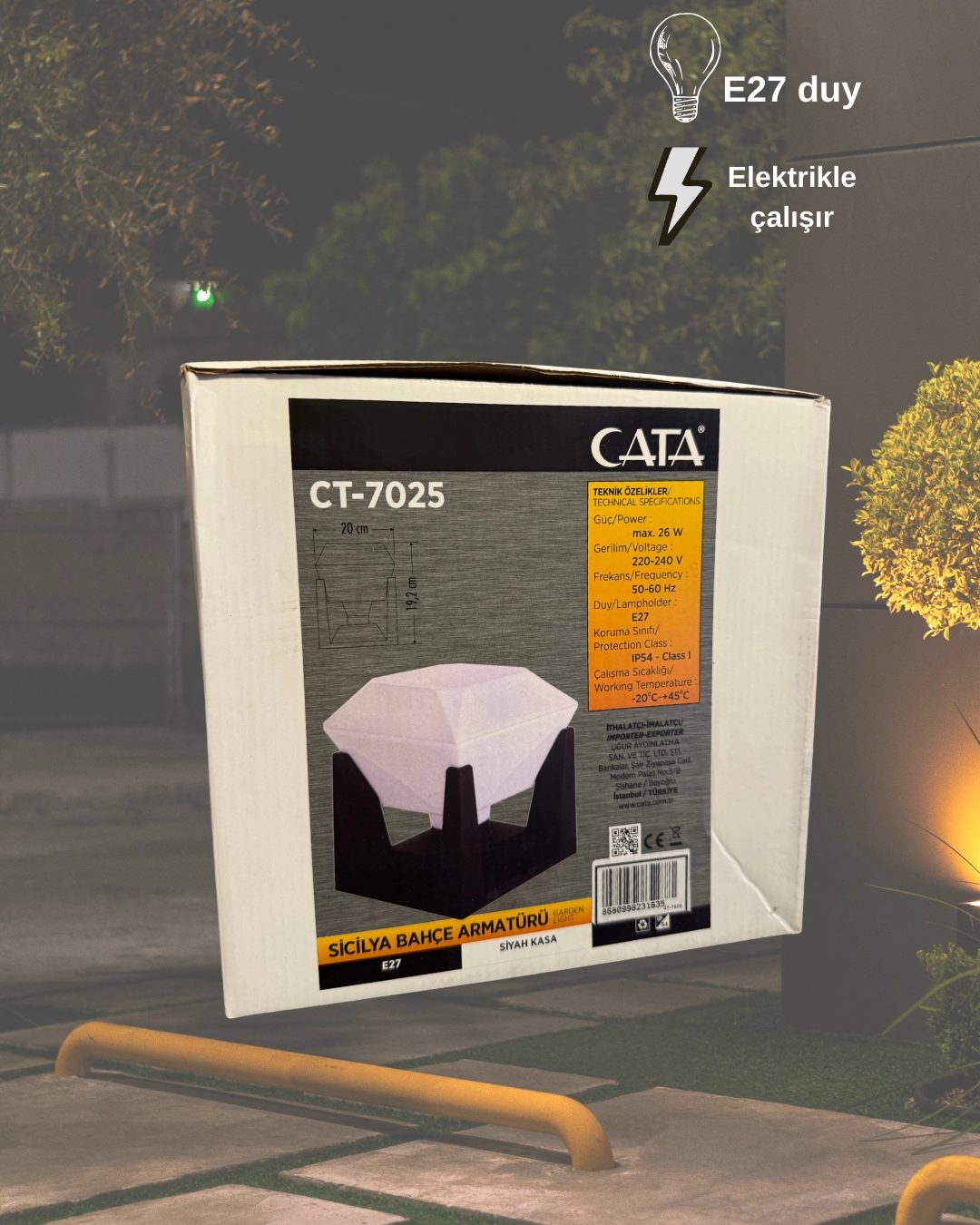 Cata CT-7025 Sicilya Bahçe Armatürü E27 Duy
