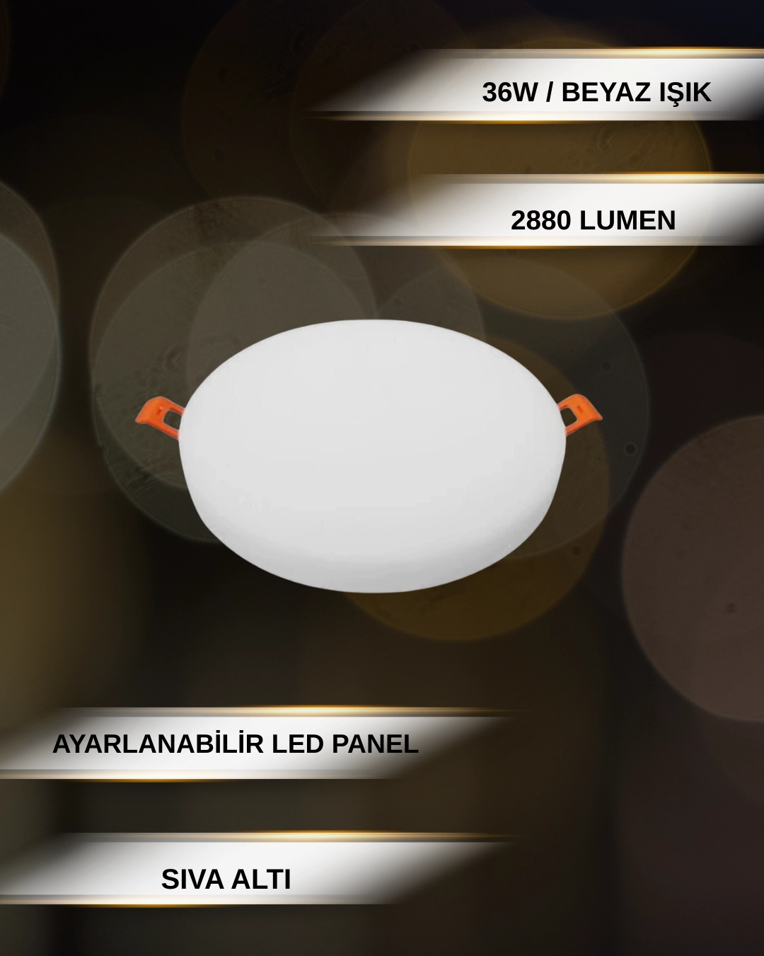 K2 KDL468 Çerçevesiz Ayarlanabilir Led Panel 36W Beyaz Işık 