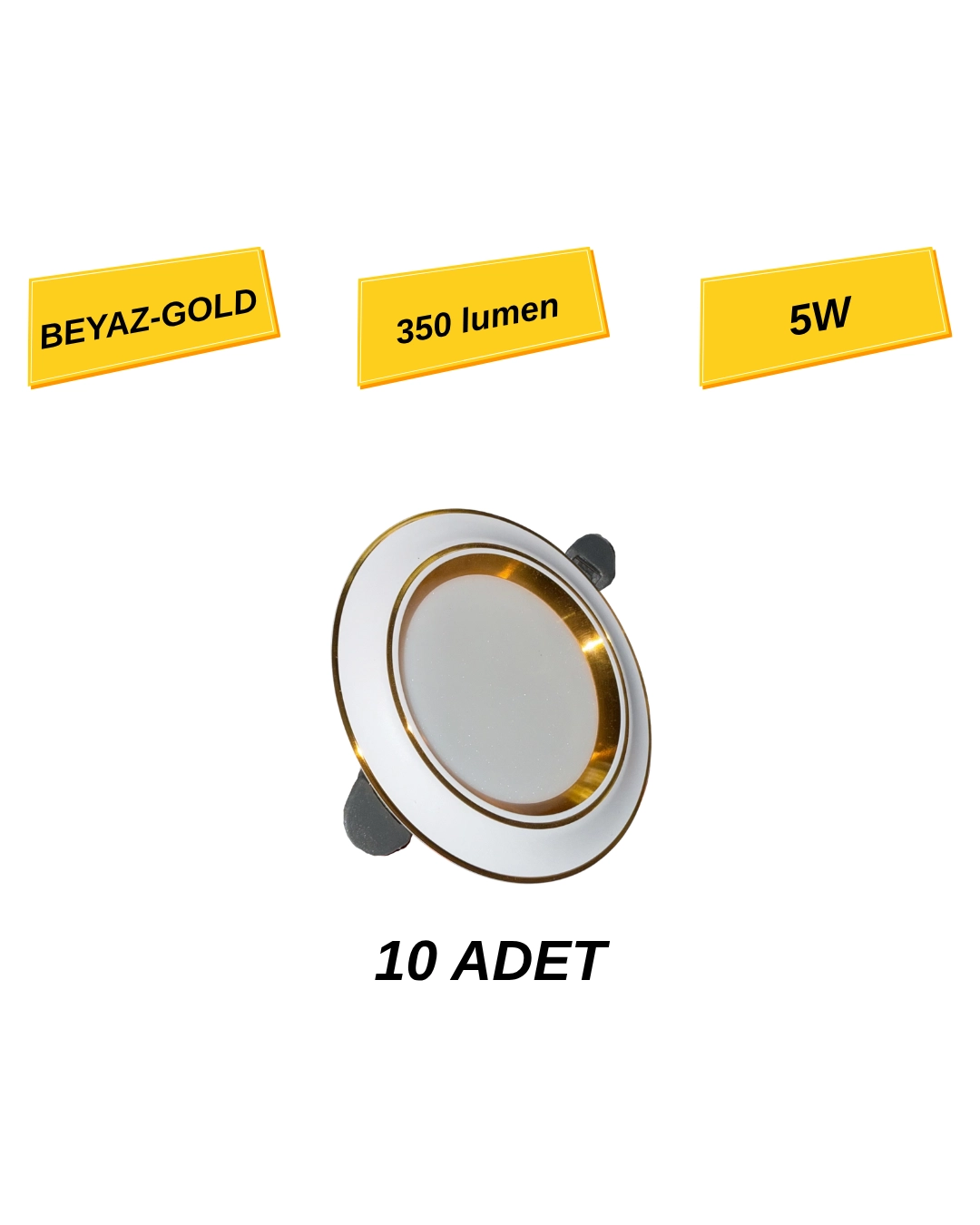 K2 KDL111 Beyaz-Gold Kasa Üç Fonksiyonlu Spot 5W -10’lu Paket