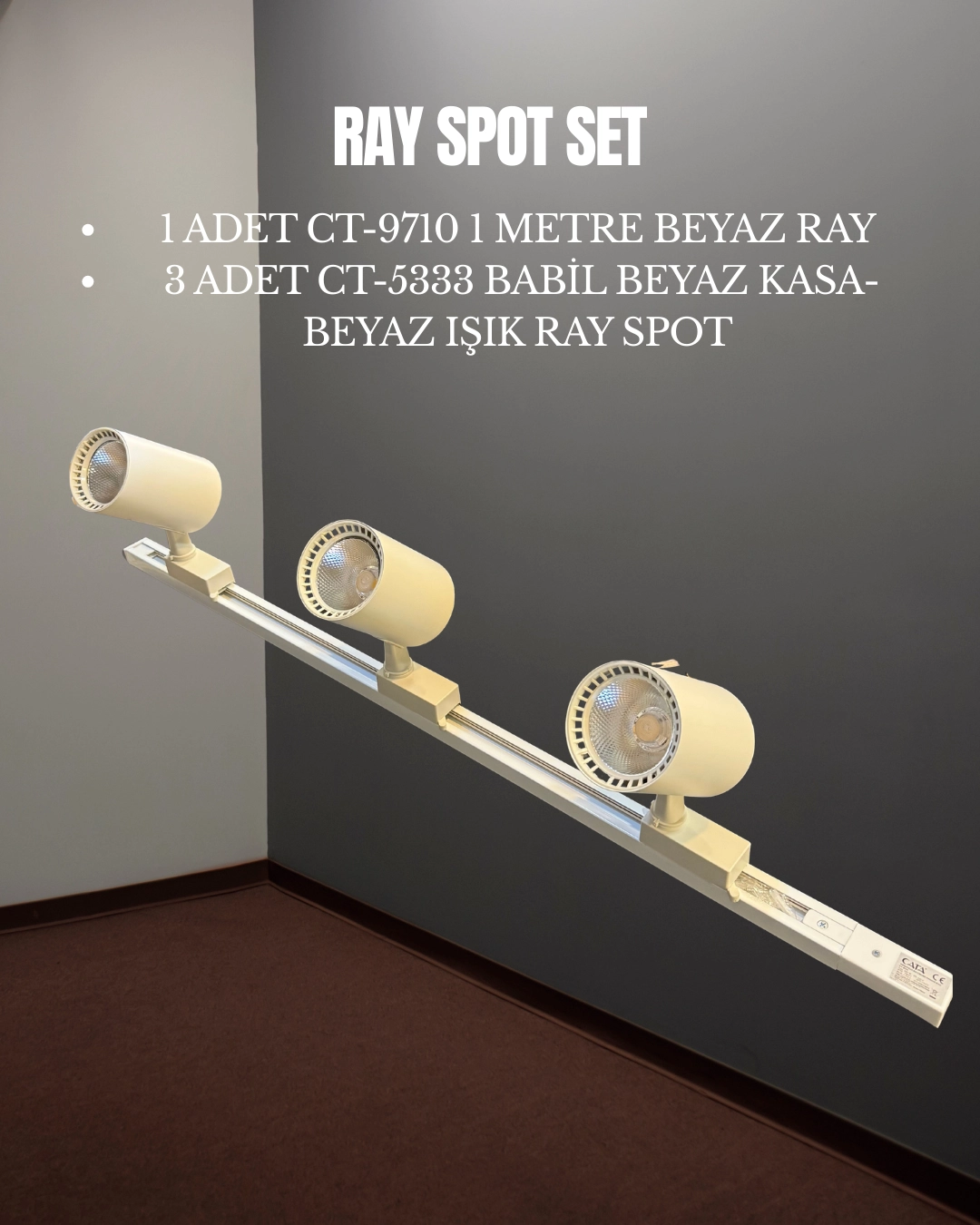 Cata Babil Ray Spot Set | 3 Adet CT-5333 Beyaz Kasa Beyaz Işık  Spot + 1 adet CT-9710 Ray