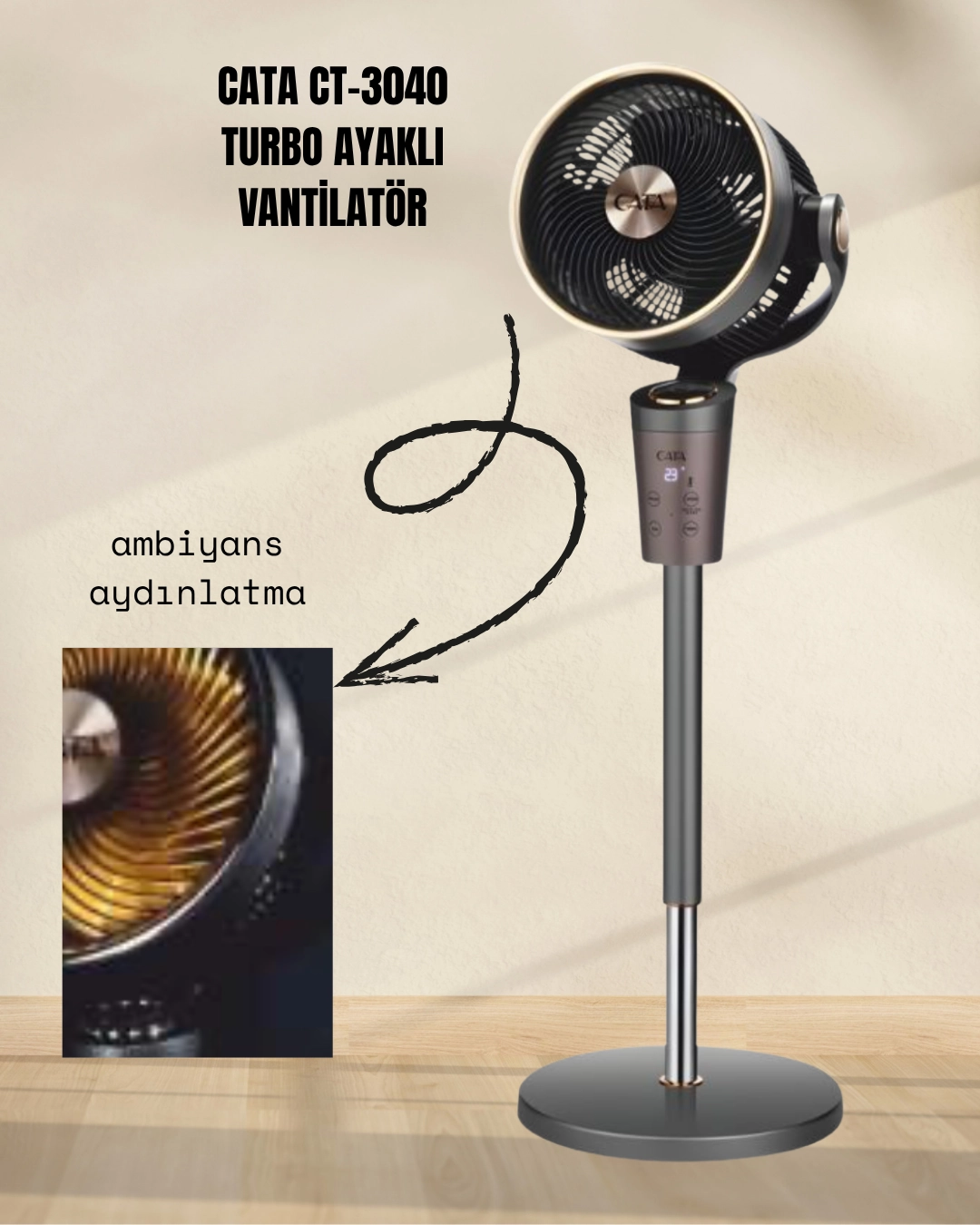 Cata CT-3040 Turbo Ayaklı Vantilatör 60W Kumandalı 