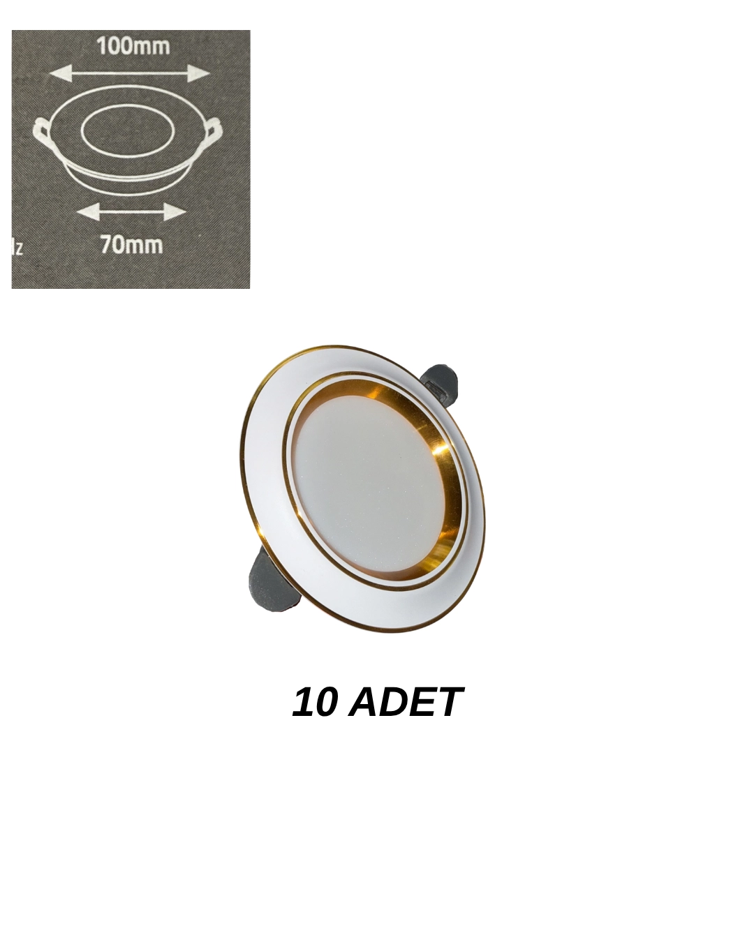 K2 KDL111 Beyaz-Gold Kasa Üç Fonksiyonlu Spot 5W -10’lu Paket