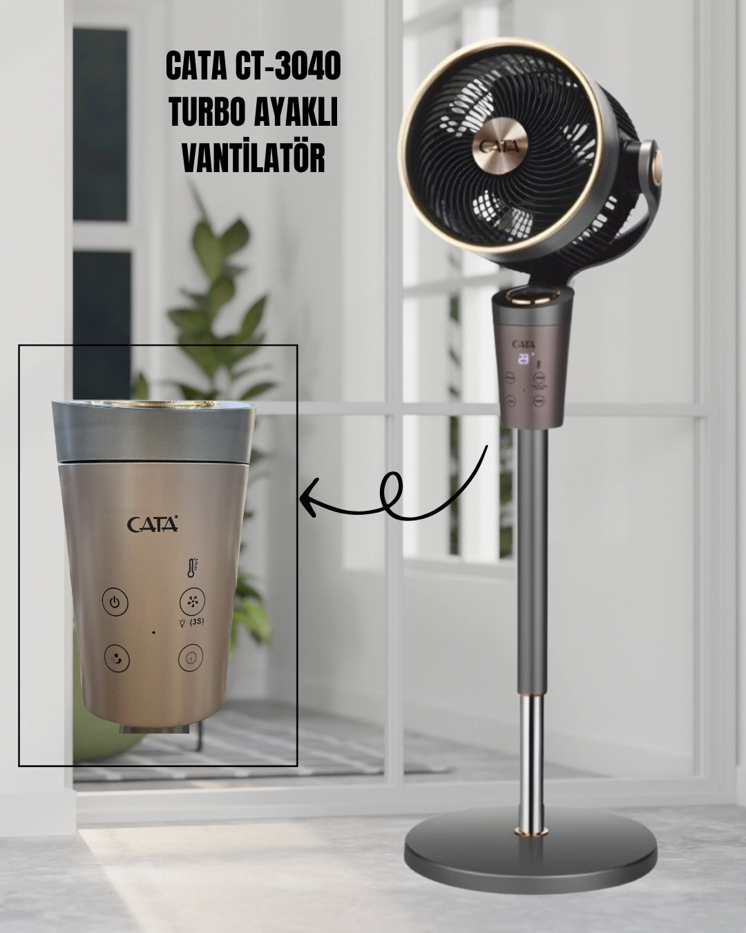 Cata CT-3040 Turbo Ayaklı Vantilatör 60W Kumandalı 