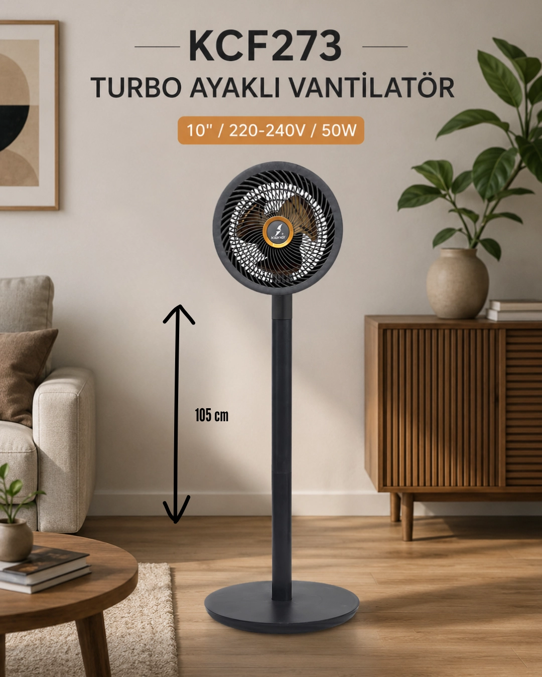 K2 KCF273 Turbo Ayaklı Vantilatör 50W 10’’
