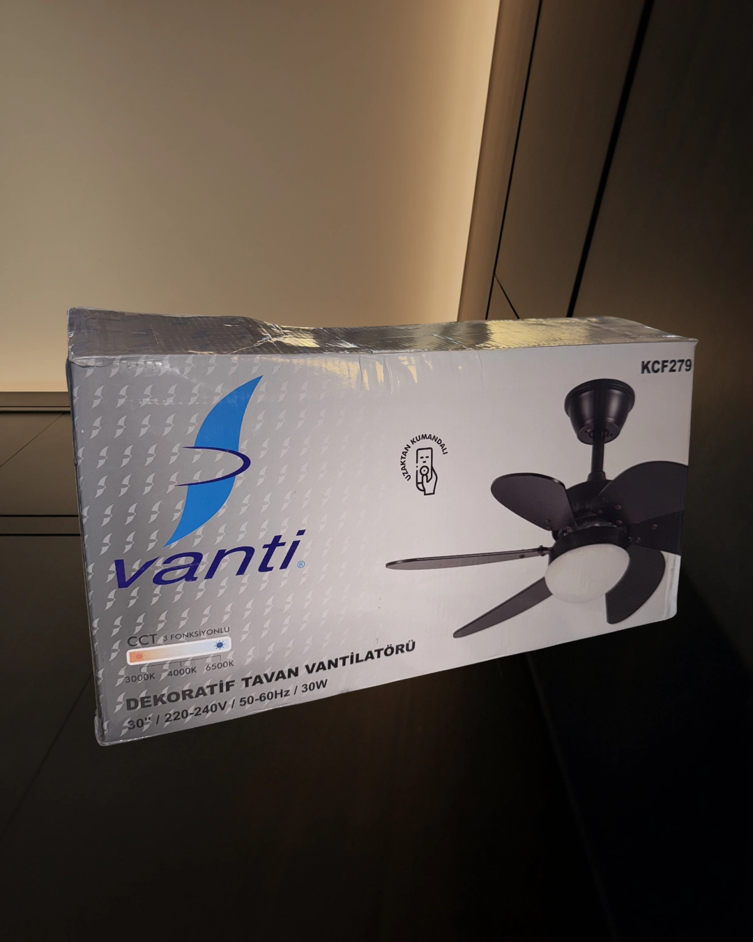 Vanti KCF279K Avizeli Vantilatör Siyah Ahşap 60W Kumandalı 
