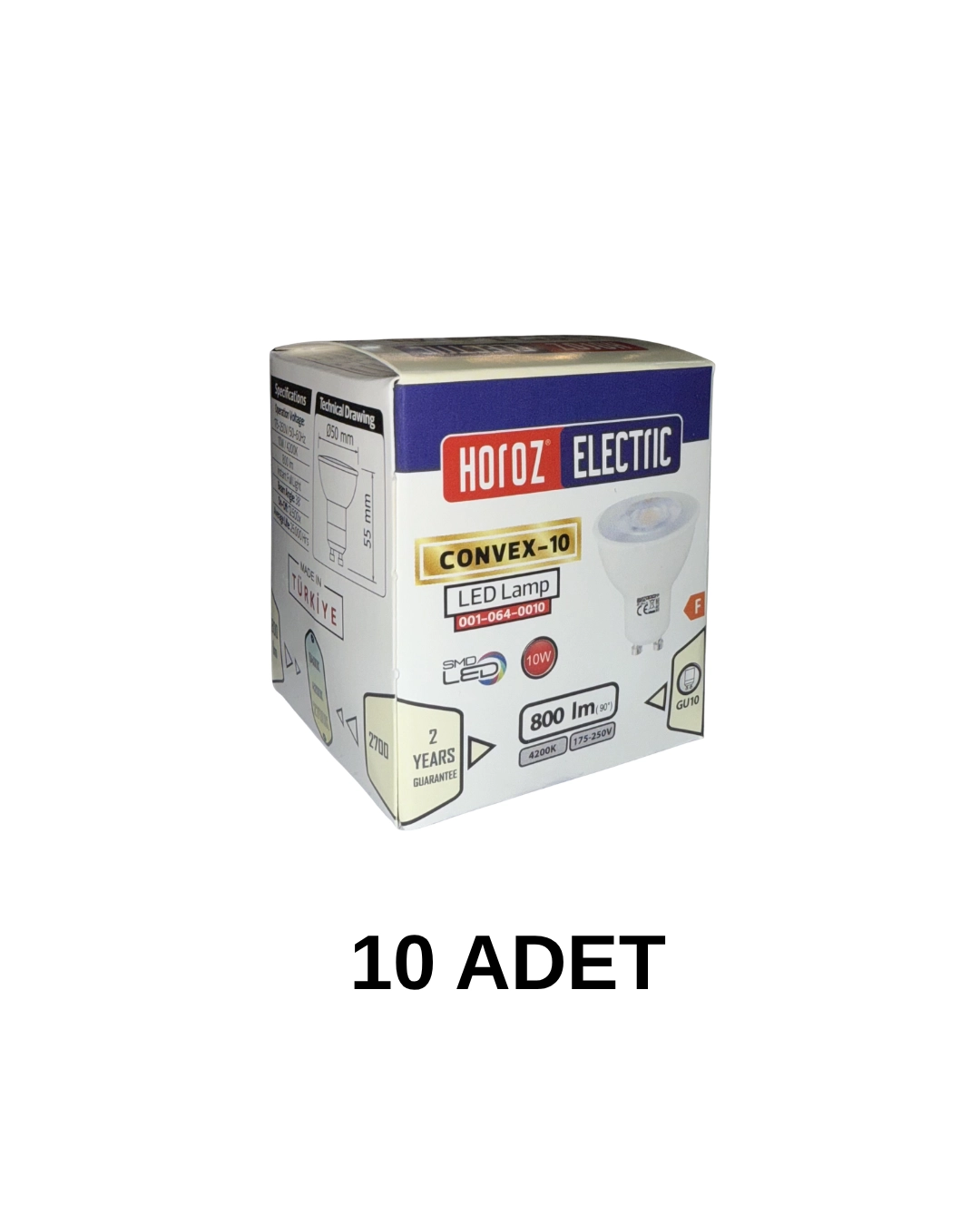 Horoz 001-064-0010 Led Ampul 10W 4200K GU10 Duy - 10’lu Paket