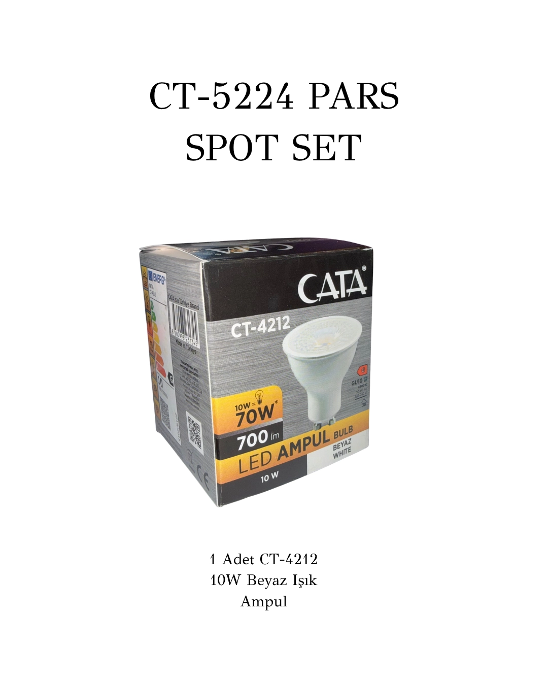 Cata Pars Spot Set ( 1 Adet CT-5224 +1 Adet CT-4212 Beyaz Işık + 1 Adet CT-9263) 