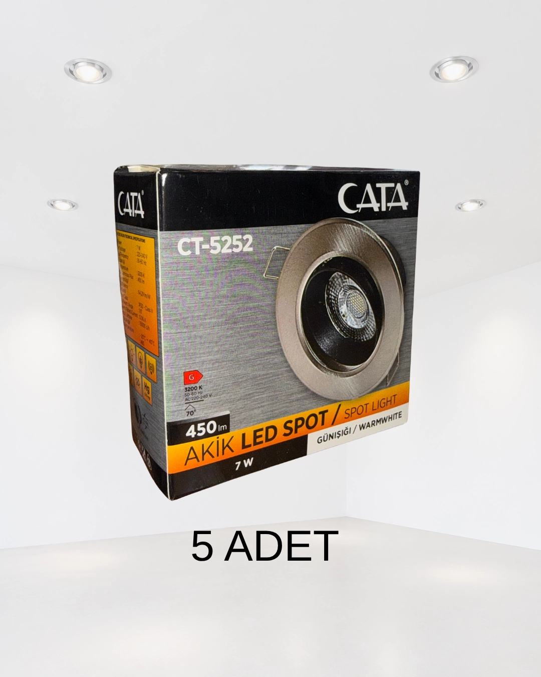 Cata CT-5252 Akik Led Spot 7W Günışığı - 5’li Paket 