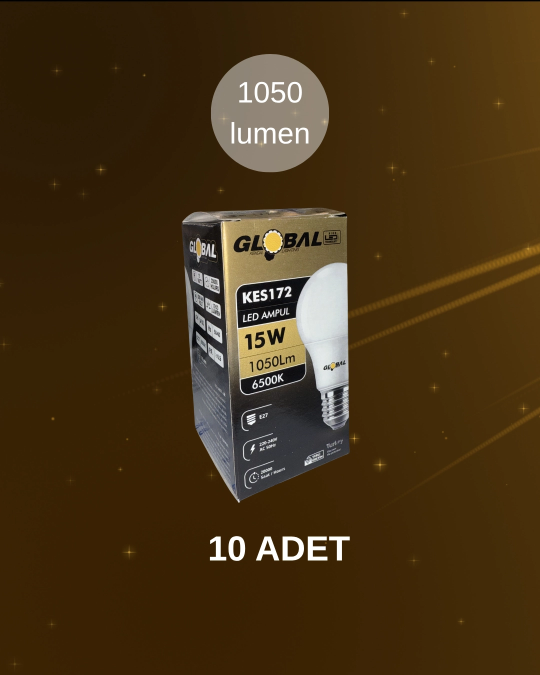 Global KES172 Led Ampul 15W Beyaz Işık - 10’lu Paket 