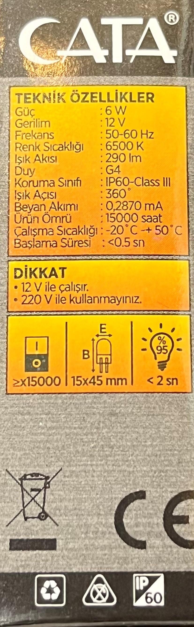 Cata Ct-4251 Led Kapsul Ampul 6W Beyaz Işık