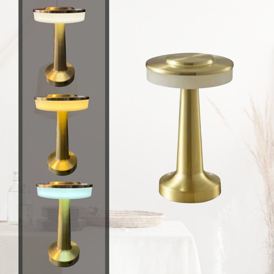 Horoz 050-002-0001 2W Şarjlı Gold Masa Lambası - 3 Renk Işık Modu