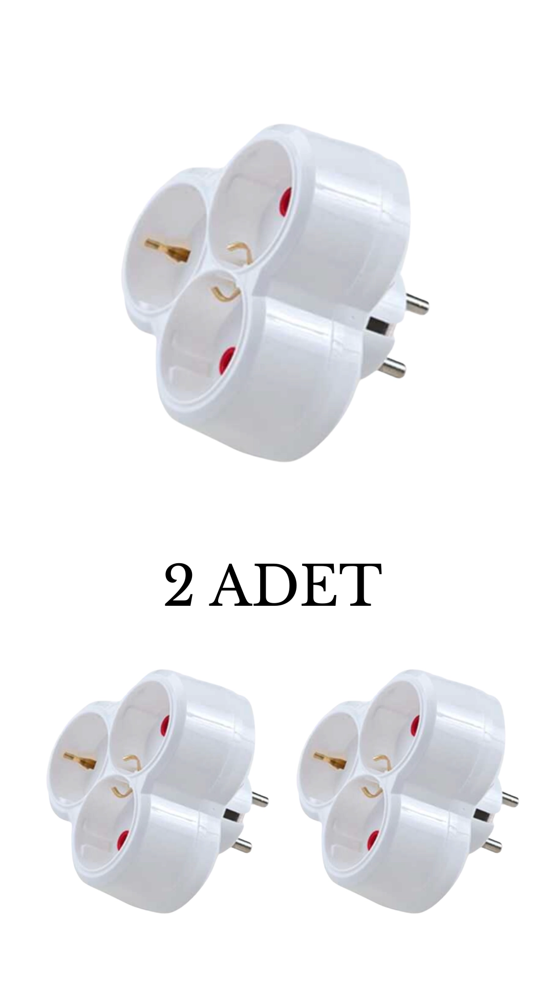 AY-KA 7713000 Üçlü Topraklı Fiş Priz - 2’li Paket