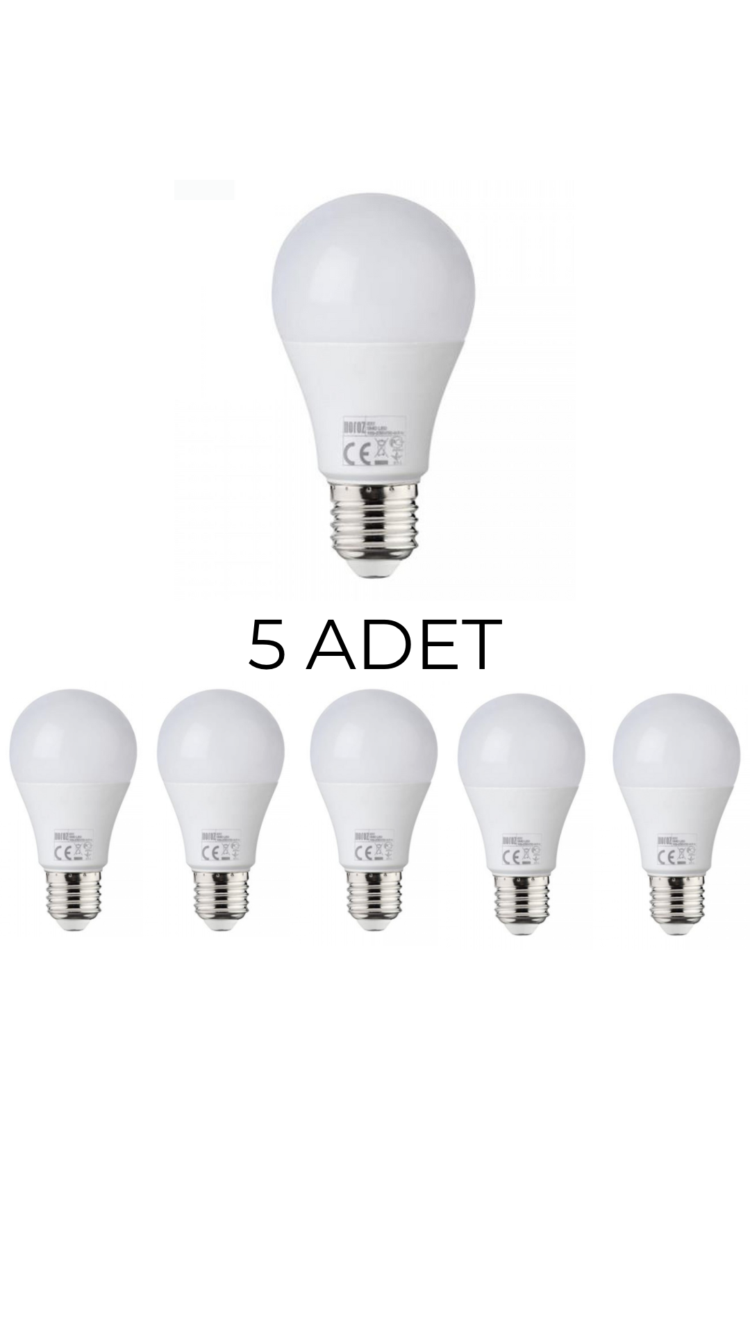 Horoz Premier-9 Led Ampul 9W E27 Duy Beyaz Işık (6400K) - 5’li Paket