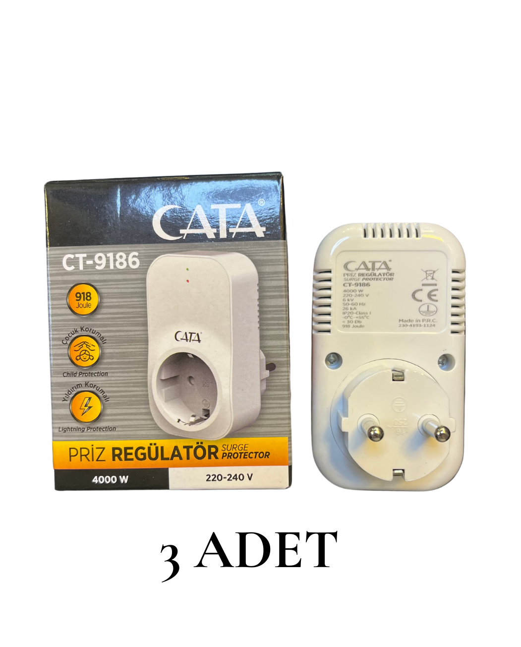 Cata Ct-9186 Priz Regülatör Akım Koruma - 3’lü Paket