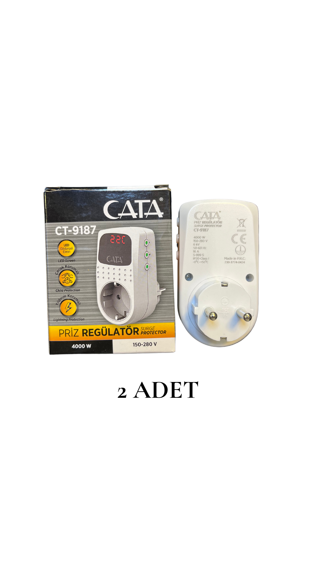 Cata CT-9187 Priz Regülatör Dijital - 2’li Paket