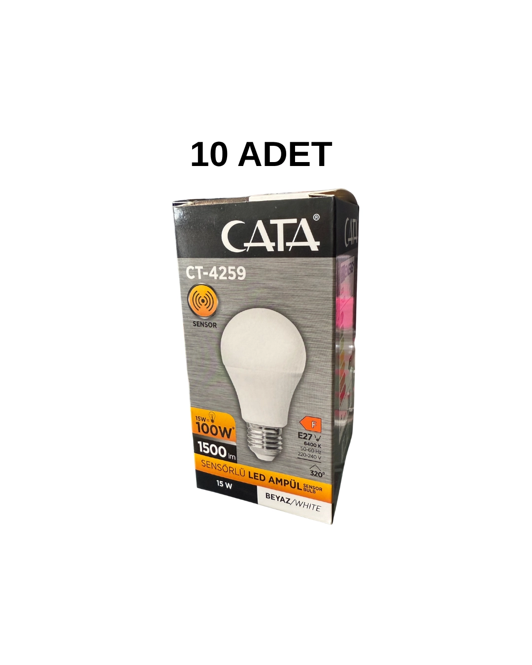 Cata CT-4259 Sensörlü Led Ampul 15W Beyaz Işık- 10’lu Paket