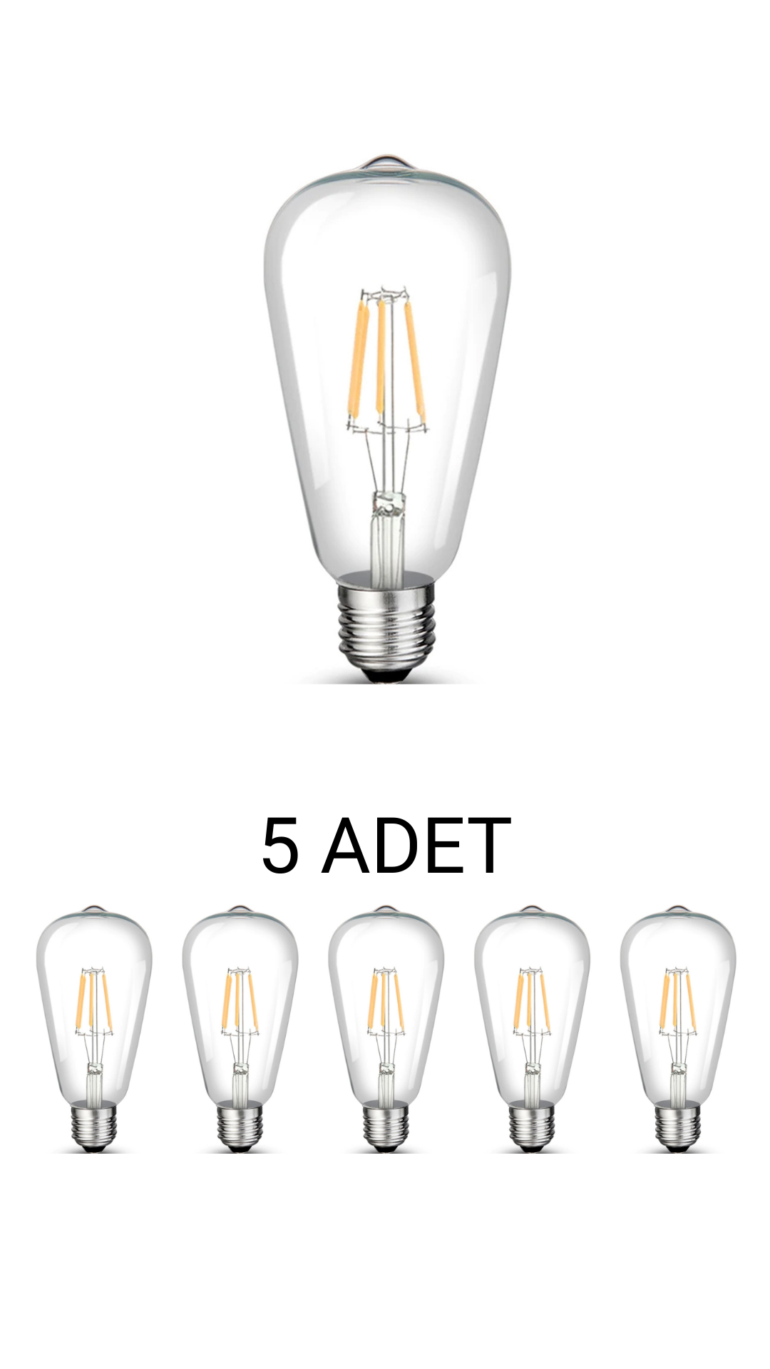 Cata CT-4353 ST64 Rustik Led Ampul 8W Beyaz Işık - 5’li Paket 