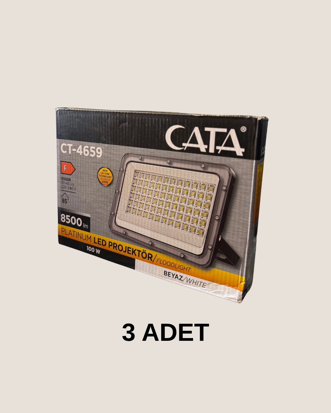 Cata CT-4659 Platinum 100W Led Projektör Beyaz Işık - 3’lü Paket