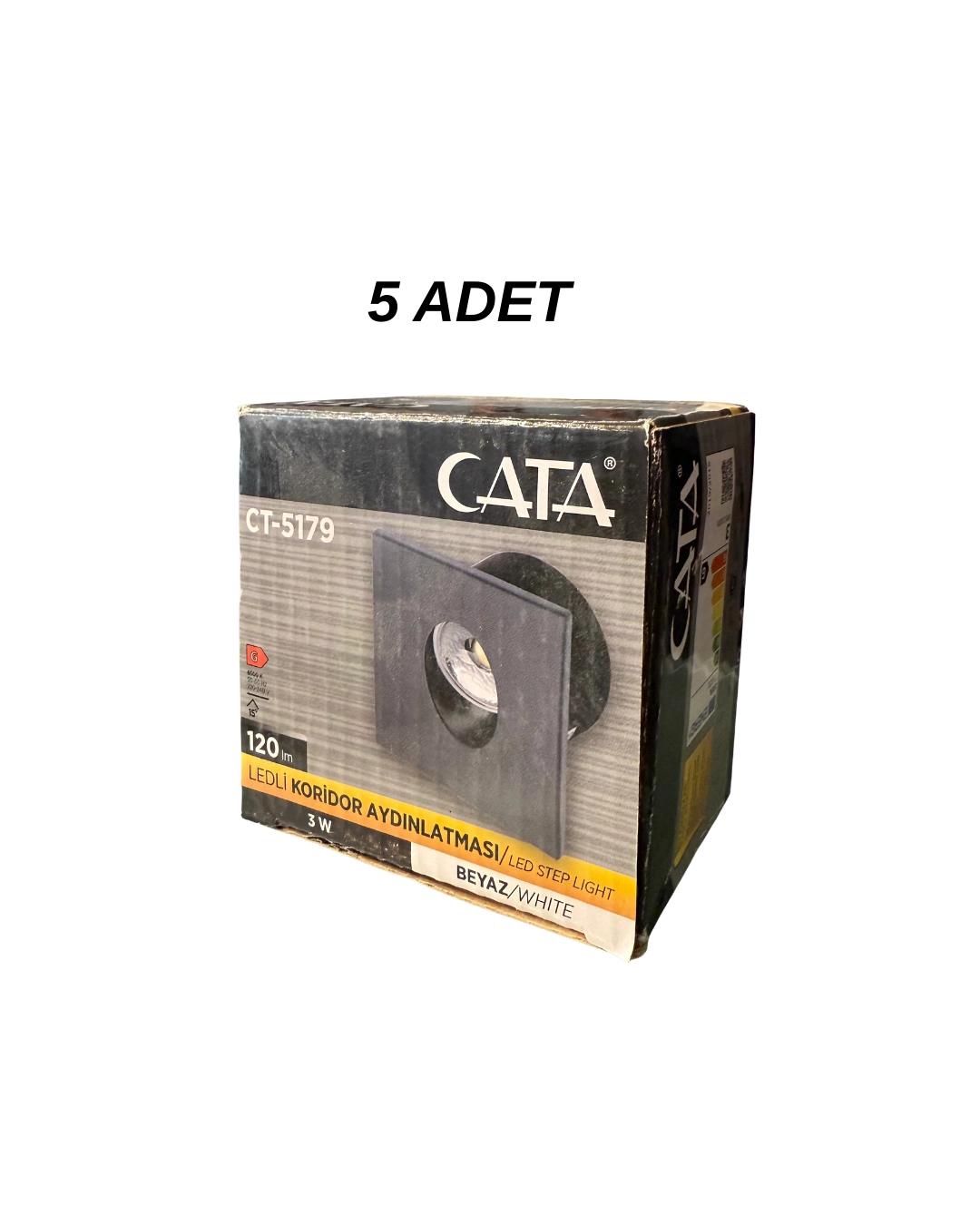 Cata CT-5179 Ledli Koridor Aydınlatması Siyah Kasa Beyaz Işık- 5’li Paket