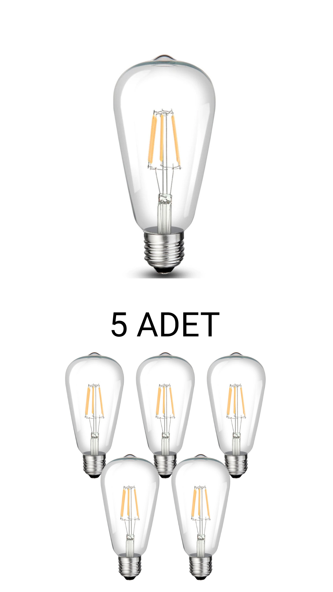 Cata CT-4353 ST64 Rustik Led Ampul 8W Günışığı - 5’li Paket