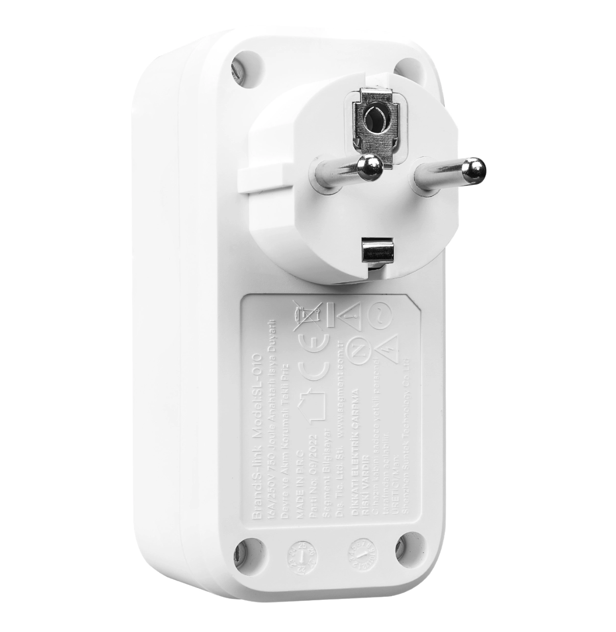 S-Link SL-010 Anahtarlı Akım Korumalı Tekli Priz 16A/250V 750 Joule 