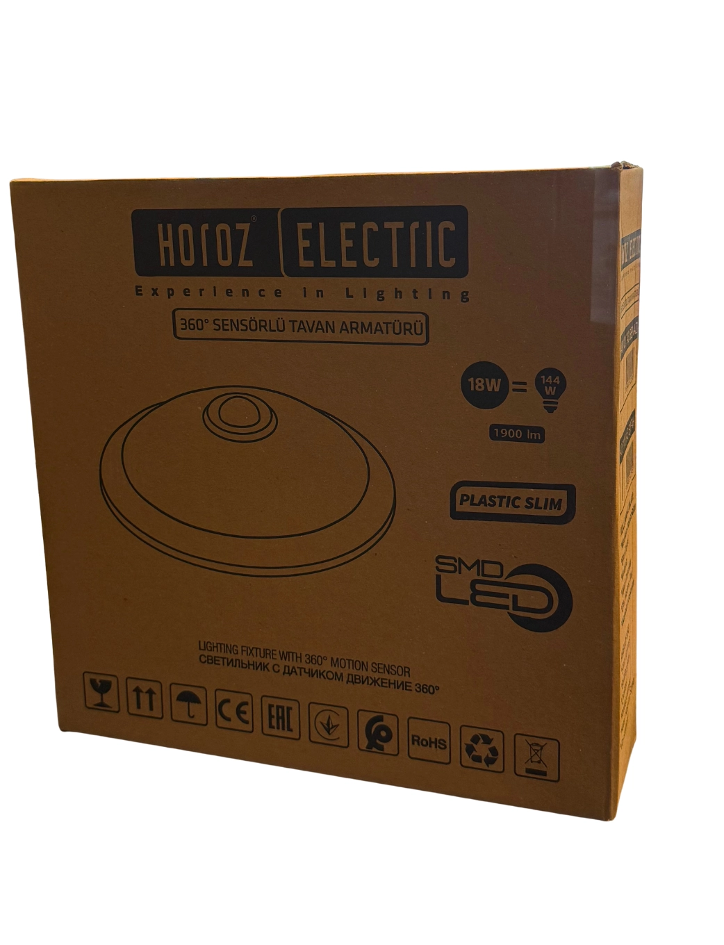 Horoz 400-110-143 Led 360° Sensörlü Tavan Armatürü 18W Beyaz Işık - Siyah Kasa
