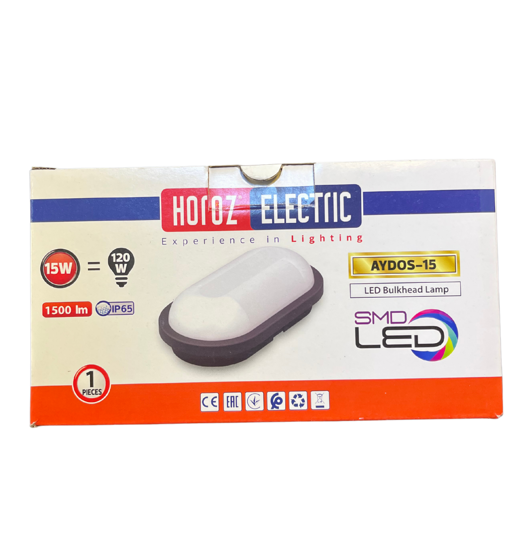  Horoz 400-012-125 AYDOS-15 Siyah Kasa Beyaz Işık 15W Aplik 