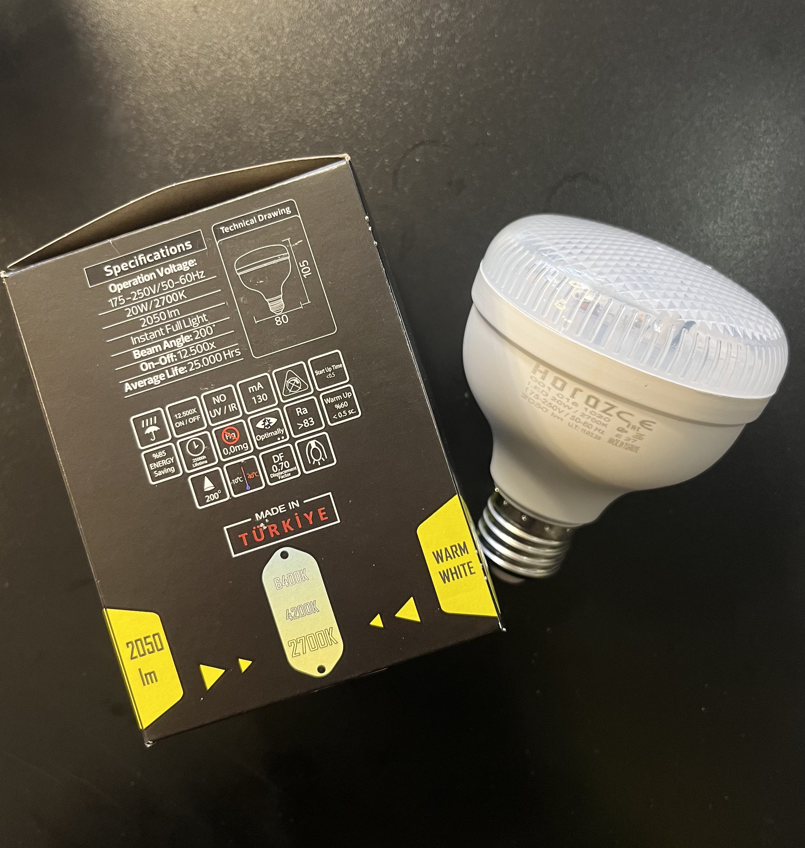 Horoz Crystal-20 Led Ampul 20W Sarı Işık  E27 Duy