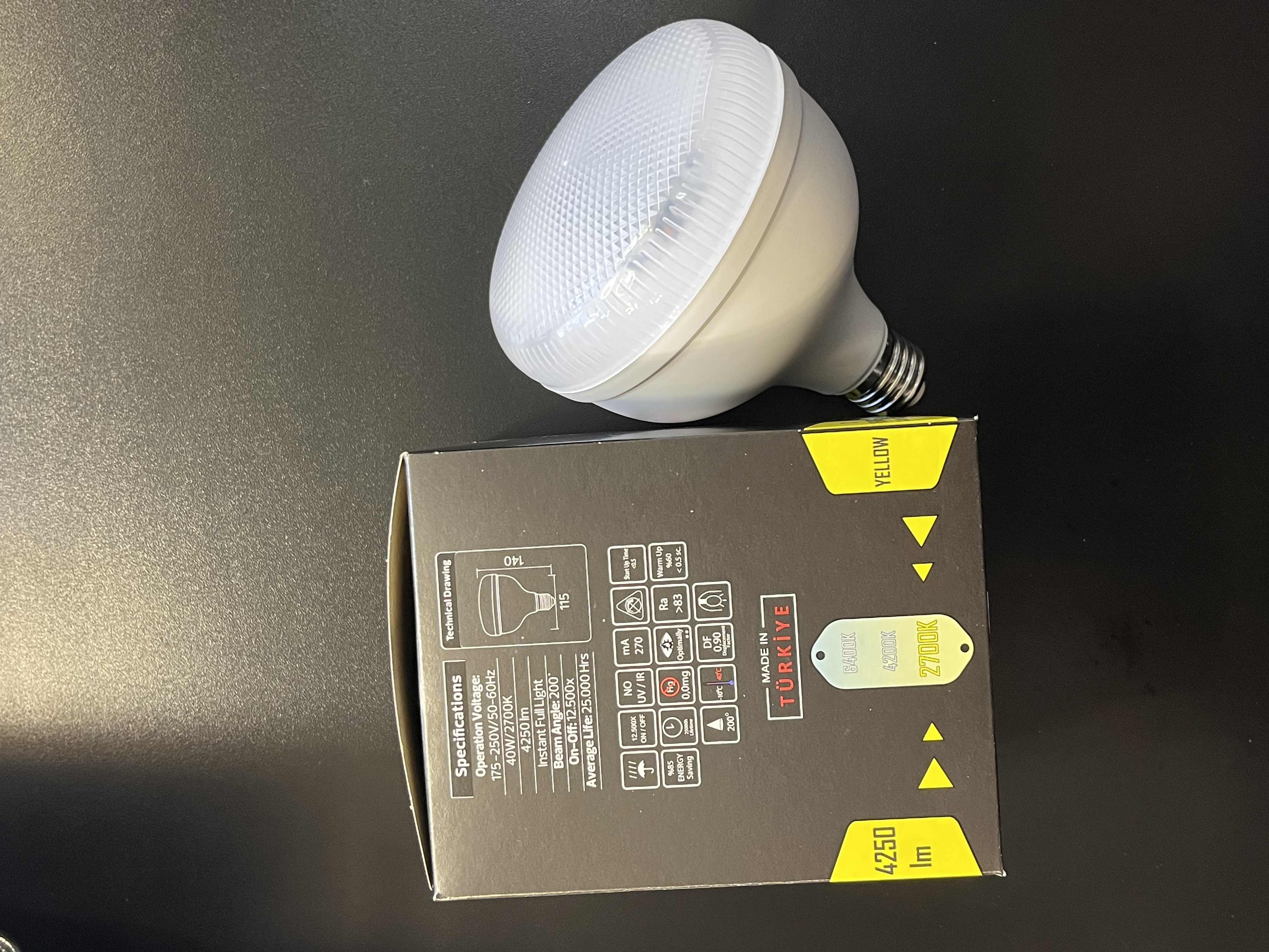 Horoz Crystal-40 Led Ampul 40W Sarı Işık E27 Duy 