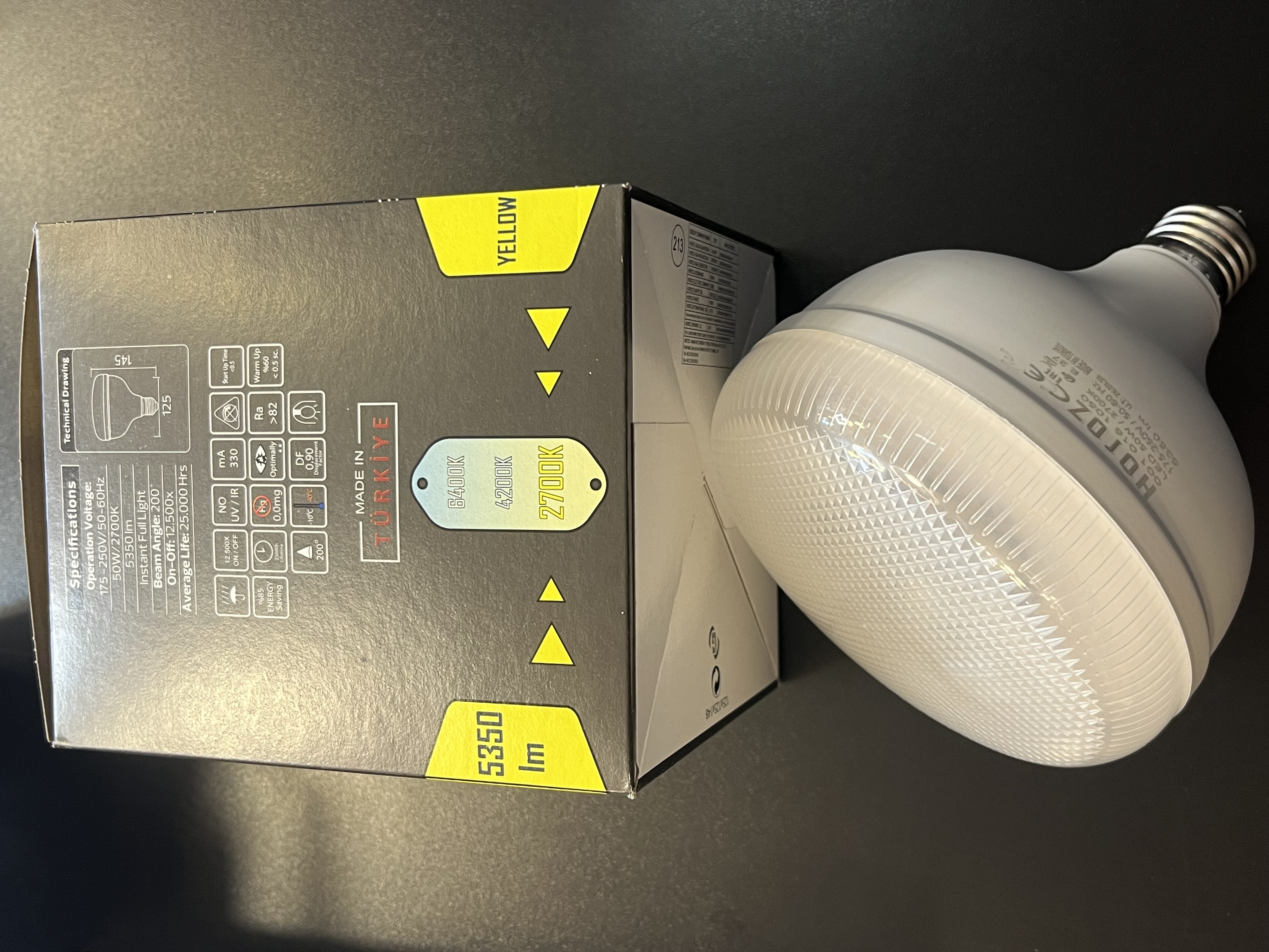 Horoz Crystal-50 Led Ampul 50W Sarı Işık E27 Duy