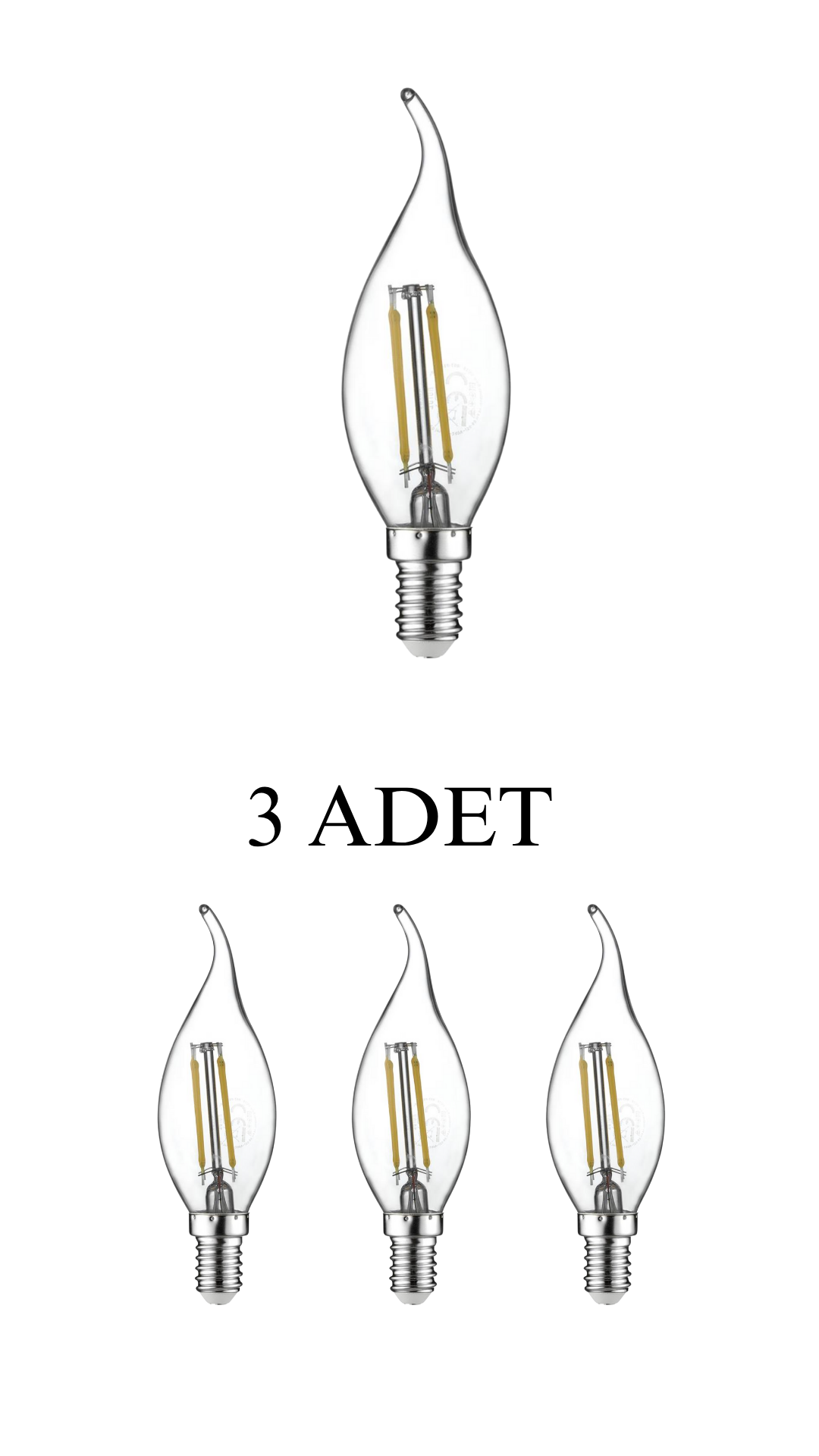 Horoz 001-014-0004 Led Filament Ampul 4W E14 Duy Beyaz Işık - 3’lü Paket