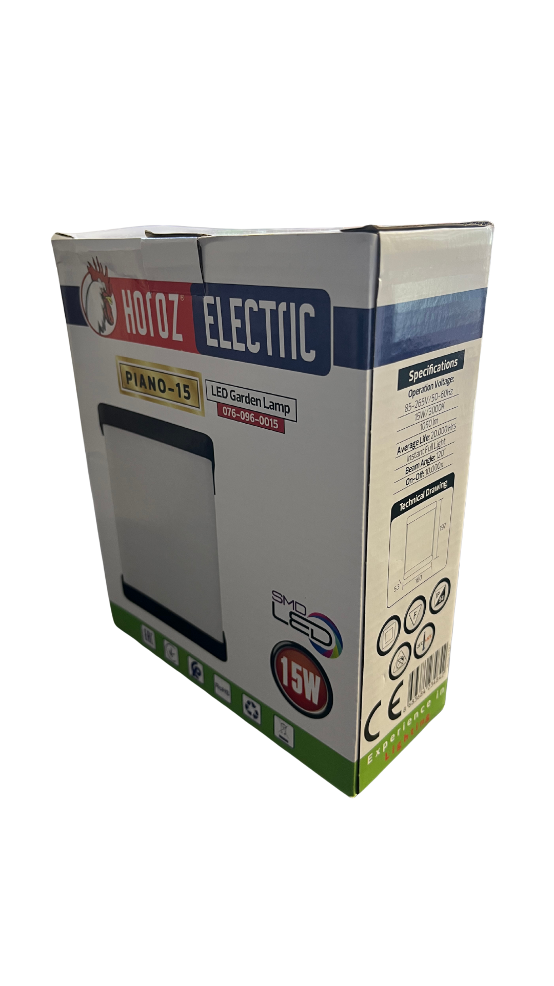 Horoz 076-096-0015 PIANO-15 15W Siyah 3000K Led Bahçe Armatürü