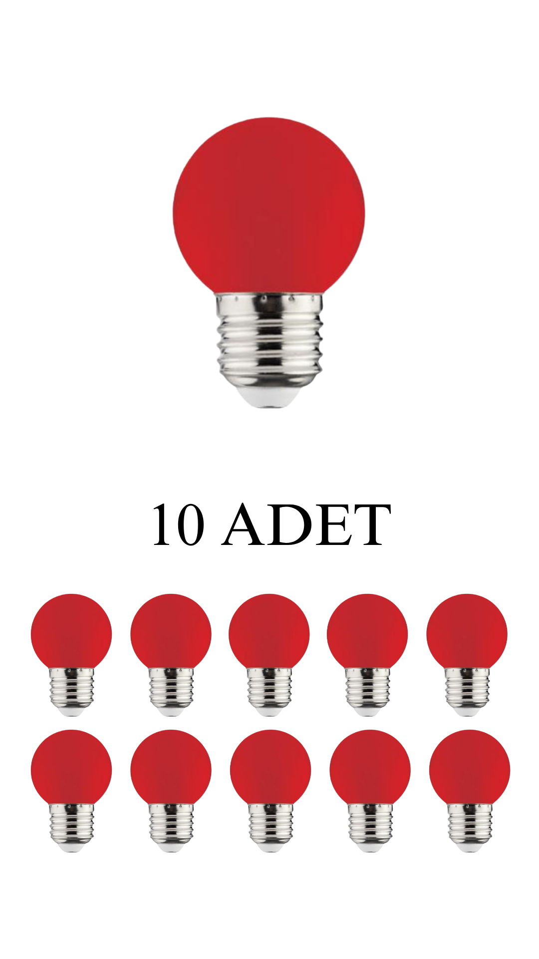 Horoz 001-017-0001 Rainbow SMD Led Ampul Kırmızı 1W E27 Duy - 10’lu Paket
