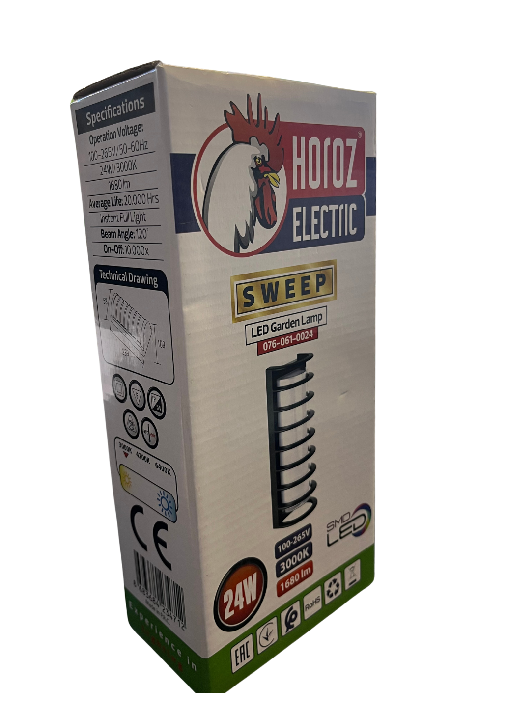 Horoz 076-061-0024 Sweep 24W Siyah 3000K Led Bahçe Armatürü