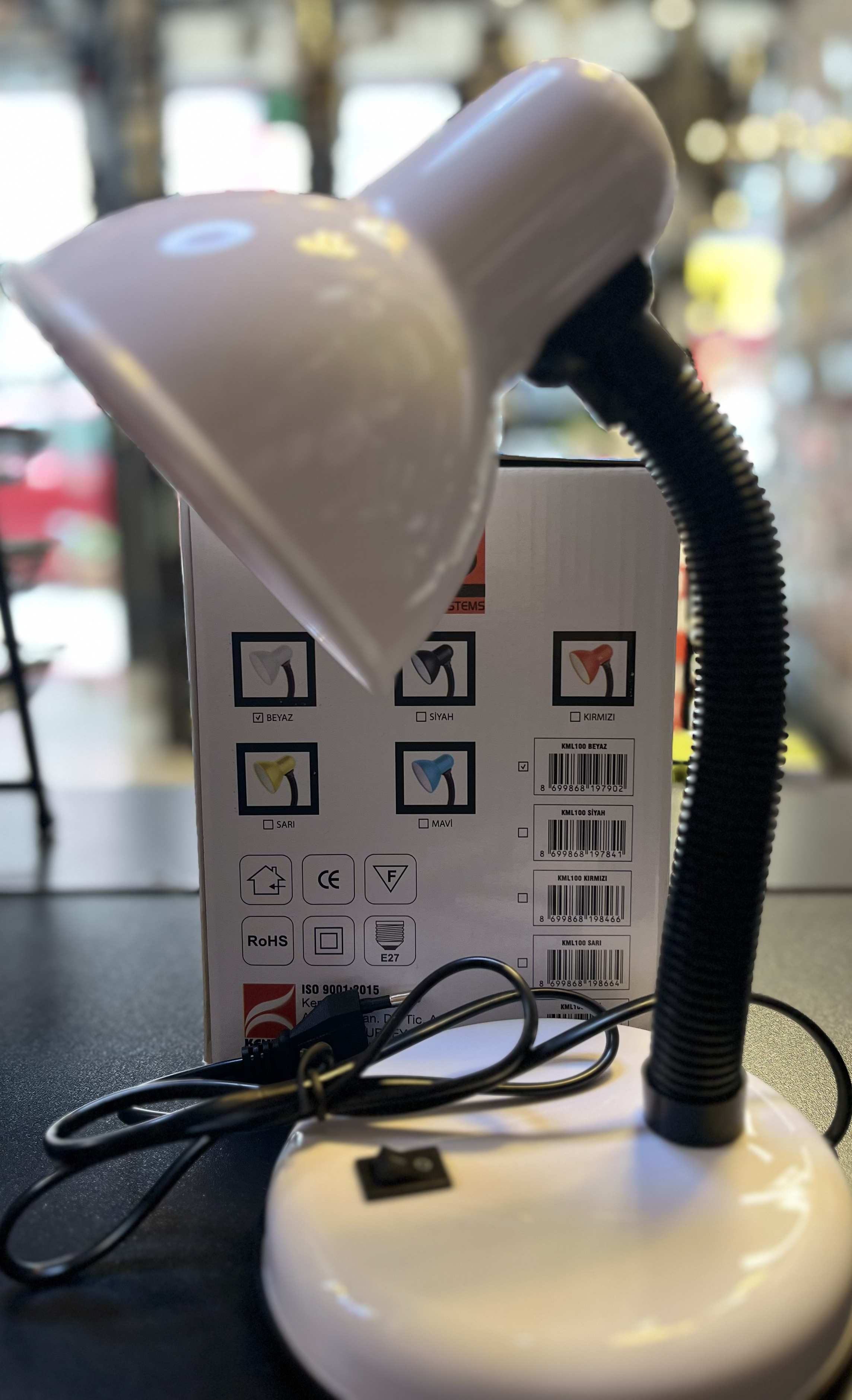 K2 KML100 Beyaz Masa Lambası - E27 Duy
