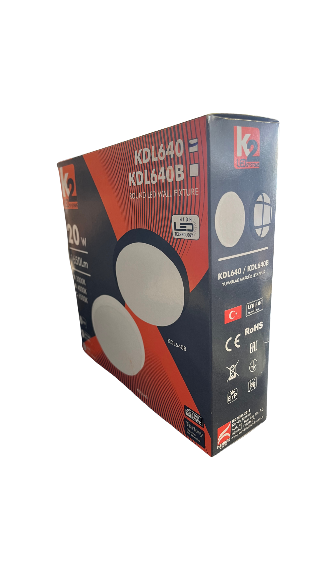 K2 - KDL640 Merkür Led Aplik 20W Beyaz Kasa Beyaz Işık 